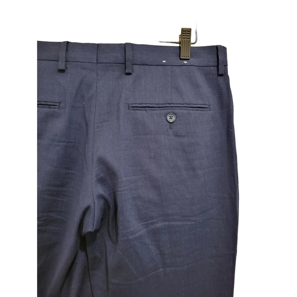 Express Innovator Blue Navy Dress Pants Linen Blend Trousers 30 32
